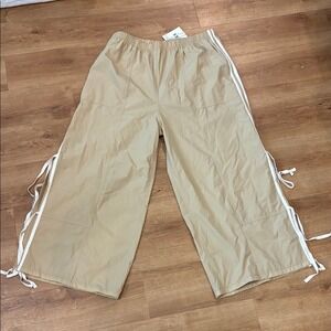 Source Unknown‎ Tan Wide-Leg Track Pants